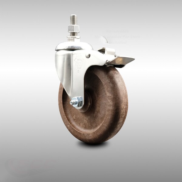 Service Caster 5 Inch 316SS High Temp Glass Filled Nylon 1/2 Inch Stem Caster Total Lock Brake SCC-SS316TSTTL20S514-GFNSHT-121315 - main